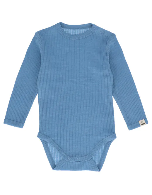 Hovedbilde Gullkorn Chalk ullbody til baby - tåkeblå