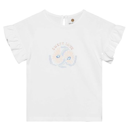 En Fant T-skjorte med rysjeermer til barn - egret