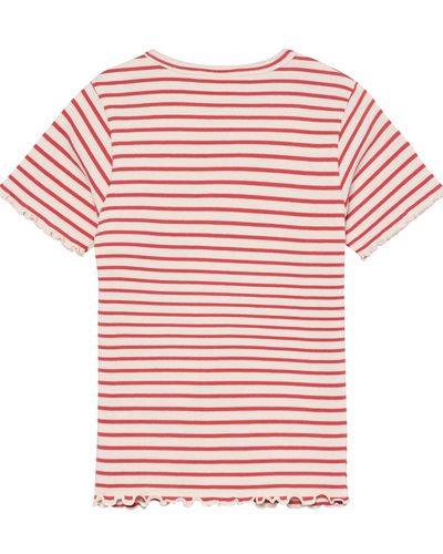 Minymo Stripe ribbet t-skjorte til barn - spiced coral