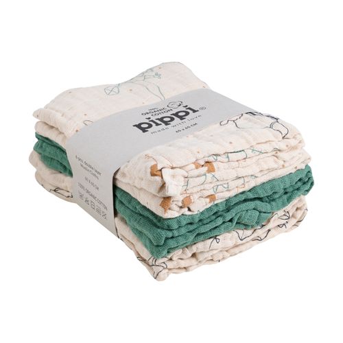 Pippi 6-pk muslinkluter - deep lichen