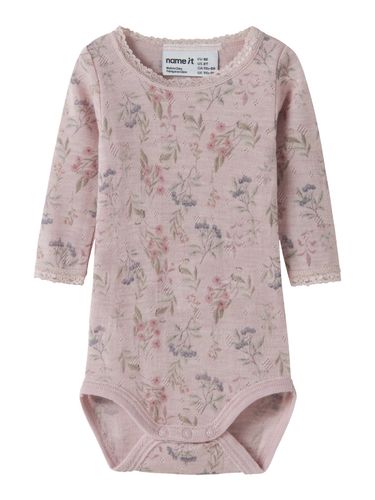 Nane It Wang Flowers & Leafs ull body til baby - violet ice