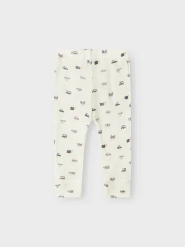Name It Wang small cars AOP ull leggings til baby - snow white