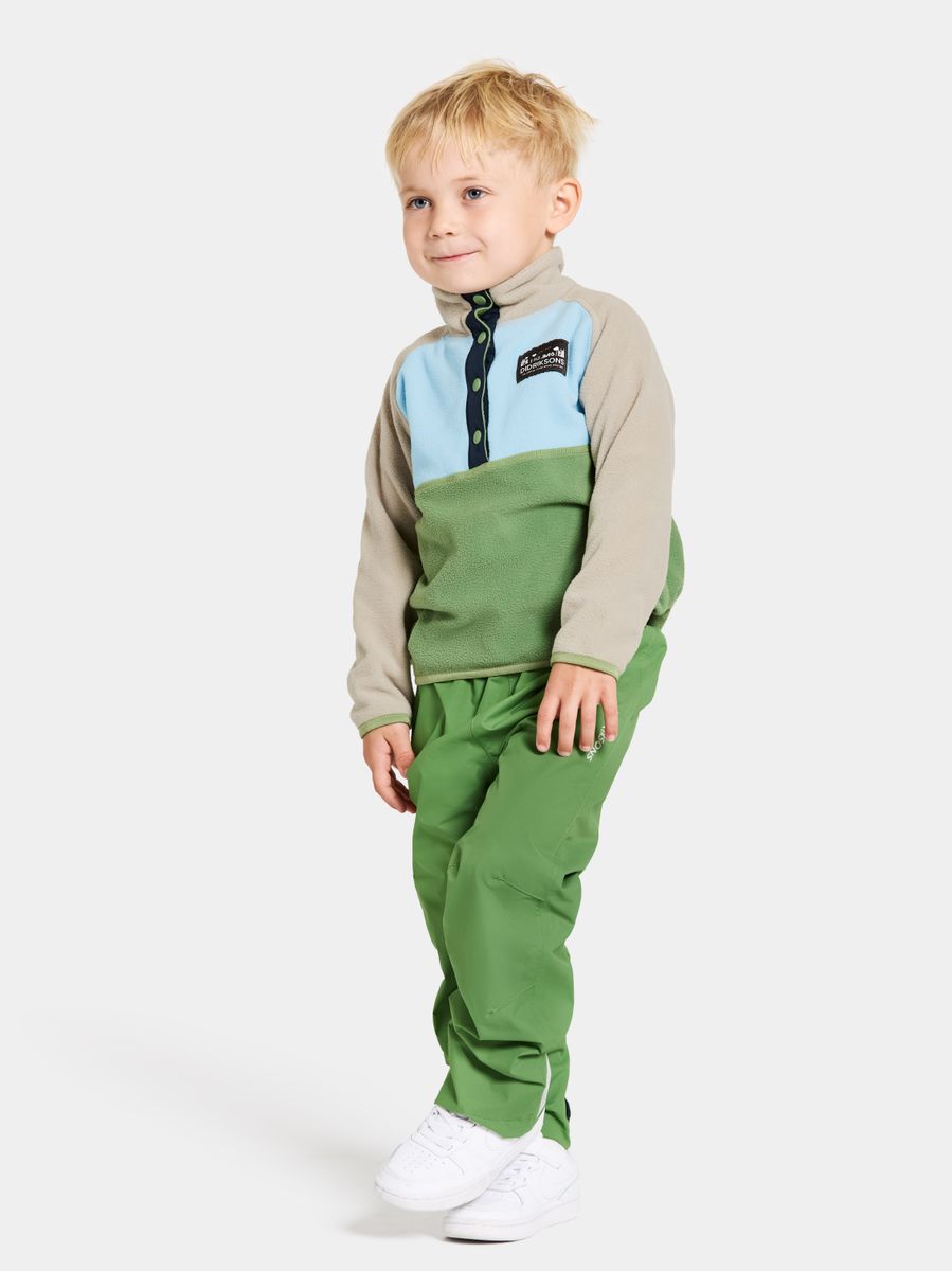 Didriksons Monte Half Button fleecegenser til barn - algae green