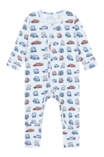 Hust & Claire bambus Mulle Retro Cars heldress - water
