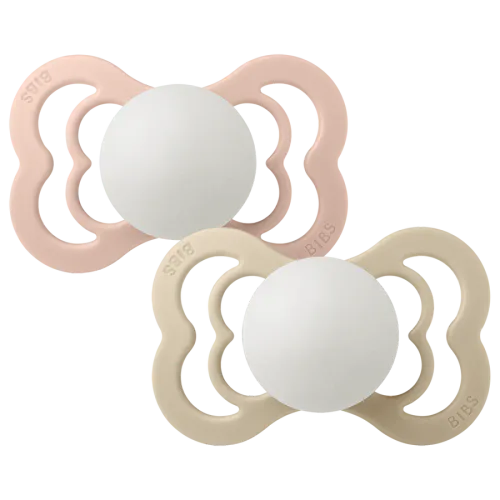 BIBS Supreme 2 pk silikon - Blush GLOW/Vanilla GLOW