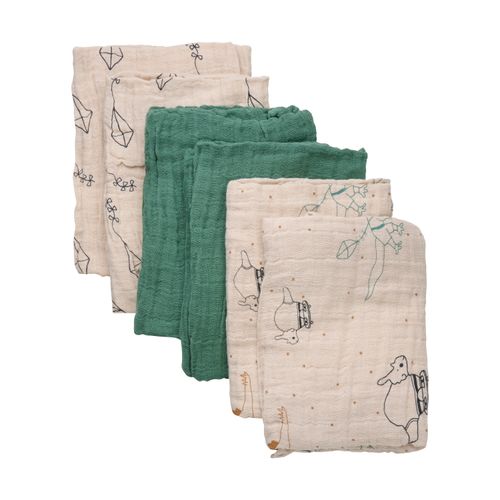 Pippi 6-pk muslinkluter - deep lichen