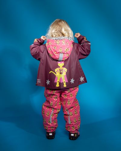 Kattnakken Slaps vinterregndress Superhelt - superrosa