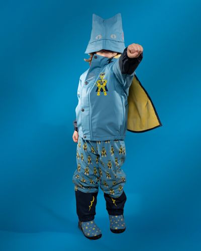 Kattakken regnsett Plask Superhelt - superblå