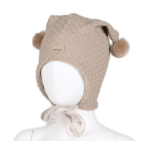 Hovedbilde Kivat ull vinterlue vaffelstrikk - lys beige