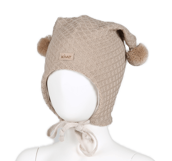 Hovedbilde Kivat ull vinterlue vaffelstrikk - lys beige