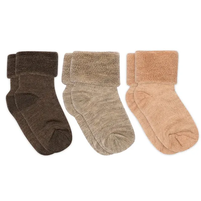 Hovedbilde MP baby 3pk ullsokker - Brown Melange