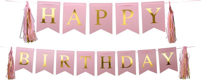 Hovedbilde Happy Birthday Girlander - rosa