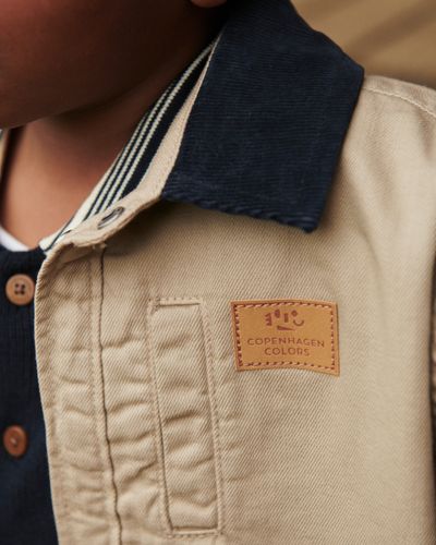 Copenhagen Colors Twill jakke med kordfløyel krage - beige