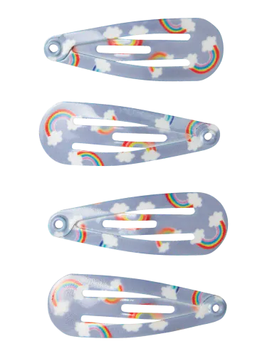 Name It 4 pk regnbue hårspenner - subdued blue