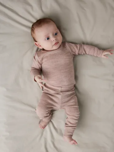 Name It Wax ribbet ull legging til baby - shadow gray