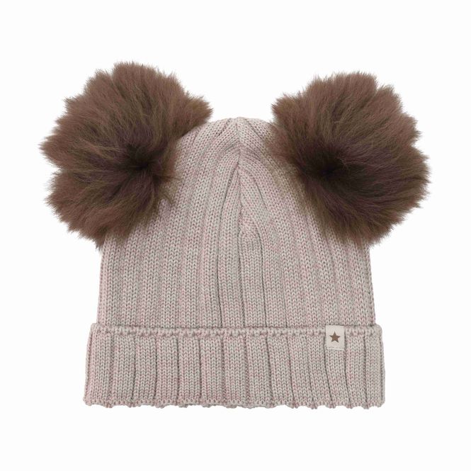 Hovedbilde Huttelihut ull lue med Alpaca pompoms - camel ...