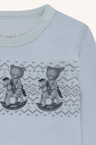 Hust & Claire Baloo Teddy ull/bambus body - baby blue