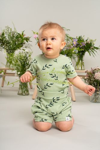 Gullkorn Spurven babyromper - soft grønn