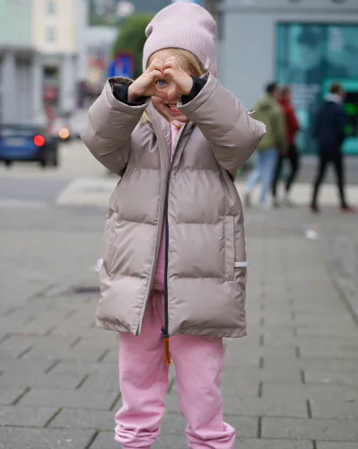 Kattnakken Bobleregnjakke Sludd barn - månefjell