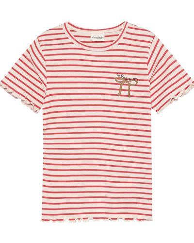 Minymo Stripe ribbet t-skjorte til barn - spiced coral