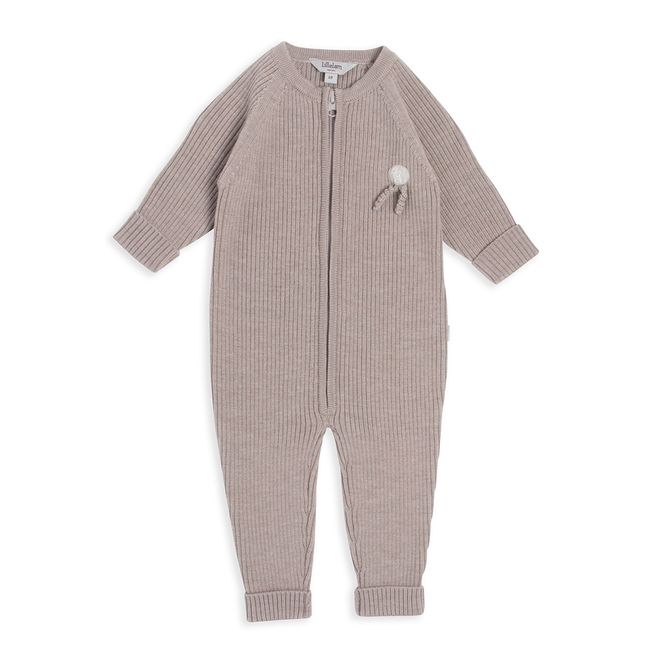 Hovedbilde Lillelam ull sparkedress ribb - beige