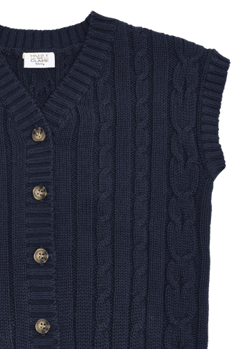 Hust & Claire Princo Kabelstrikket vest til barn - more navy