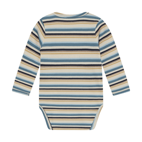 Minymo Stripete ribbet body til baby - moonstone