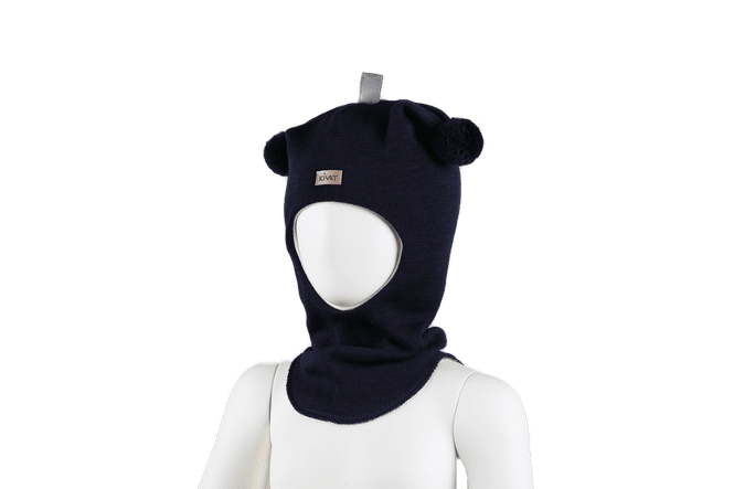 Hovedbilde Kivat ull balaclava med dusker  - marineblå