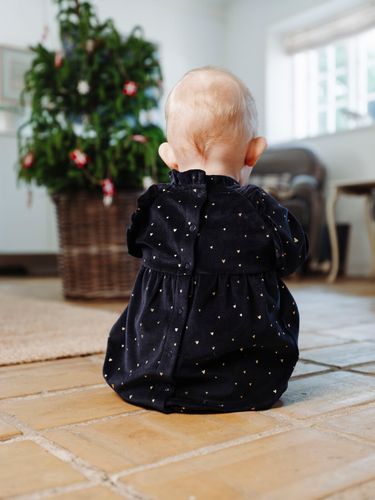 Hust & Claire Kis Gold velourkjole til baby - more navy