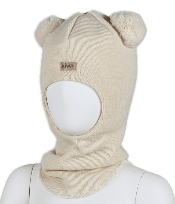 Hovedbilde Kivat ull balaclava med store dusker - off white ...
