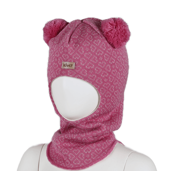 Hovedbilde Kivat ull balaclava Hjerte - mørk rosa/pudderrosa ...