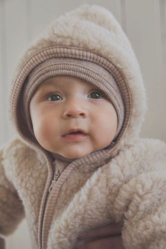 Huttelihut Pram Teddy heldress til barn - cement