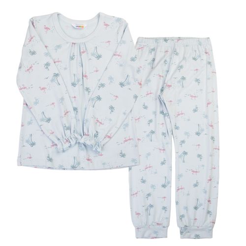 Joha Flamingo bambus 2 delt pysjamas - lyseblå